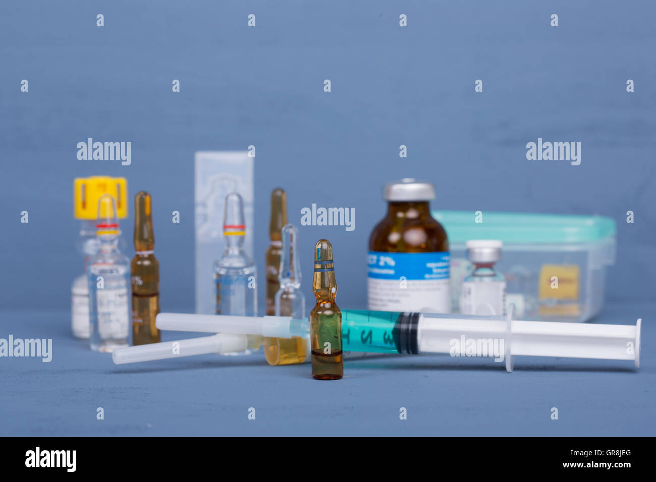 syringes with ampules of drugs Stock Photo Alamy