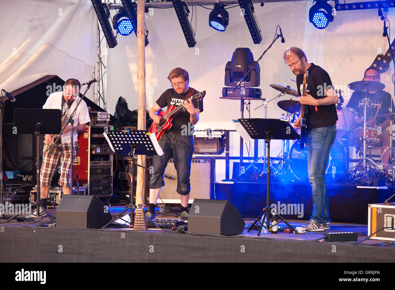 Norwegian Progressive Rock Band Panzerpappa Live At The 26. Zappanale In Bad Doberan, Germany, 2015 July 17. Stock Photo