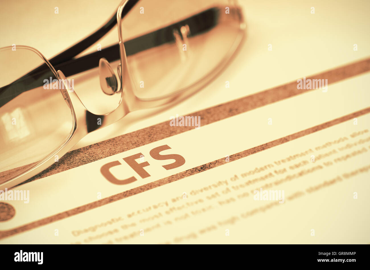 CFS - Printed Diagnosis. Medicine Concept. 3D Illustration. Stock Photo