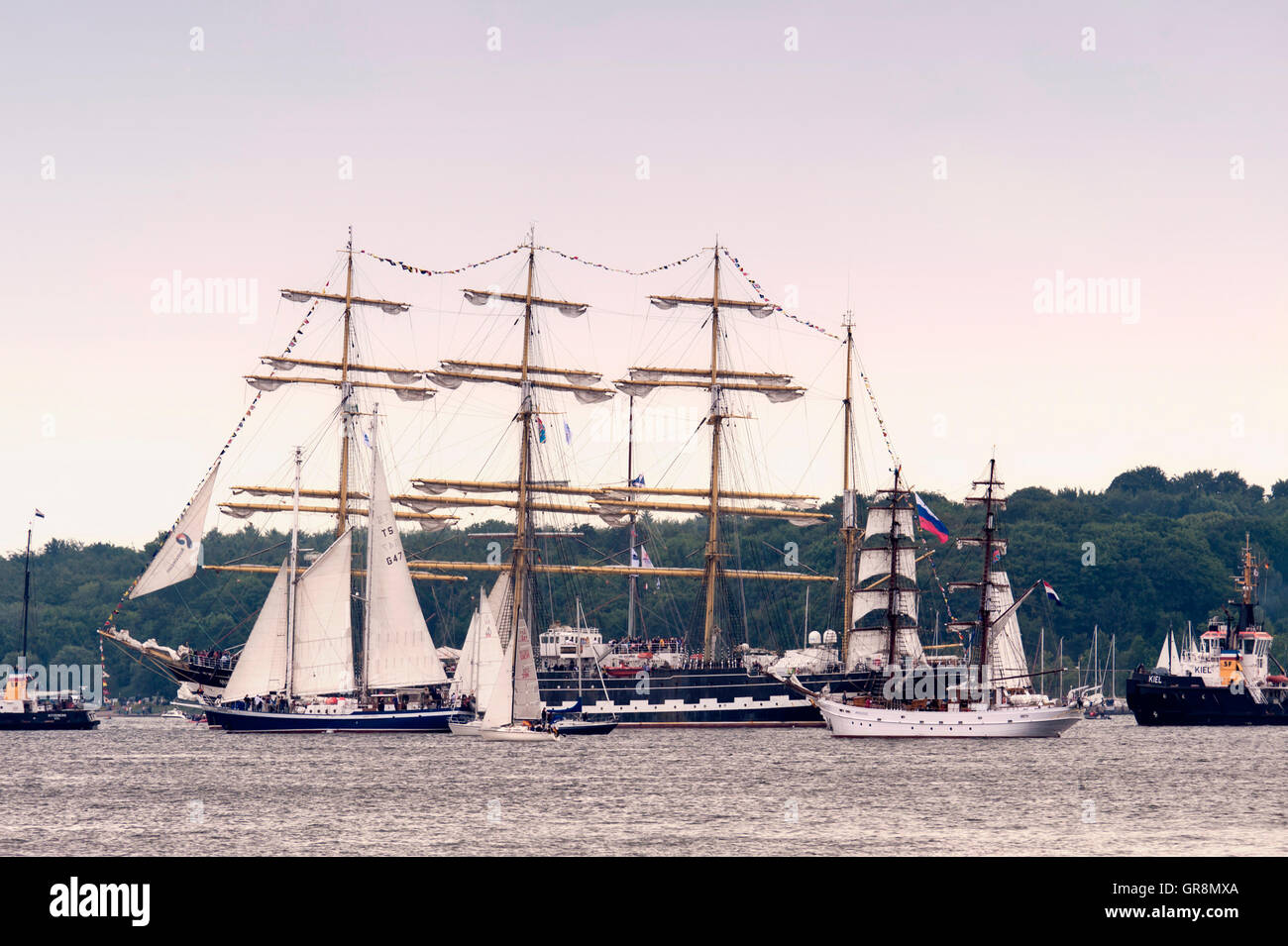 Windjammer Parade On Kiel Week, Germany, June 28, 2014 Stock Photo