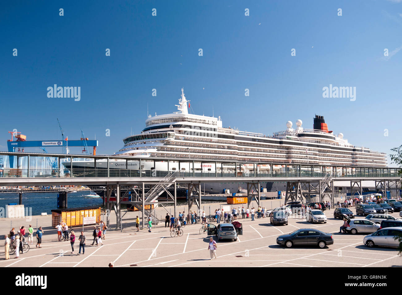 Cruiser Queen Elizabeth In Port Of Kiel, Germany, 24.07.12 Stock Photo
