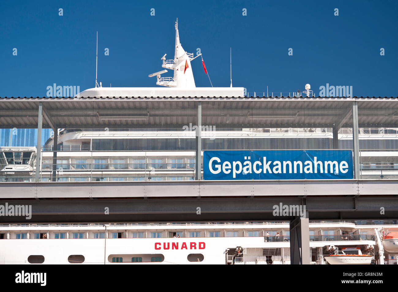 Cruiser Queen Elizabeth In Port Of Kiel, Germany, 24.07.12 Stock Photo