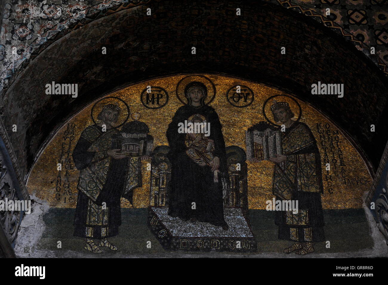 Istanbul Hagia Sophia, Mosaic With Justinian, Mary And Constantine