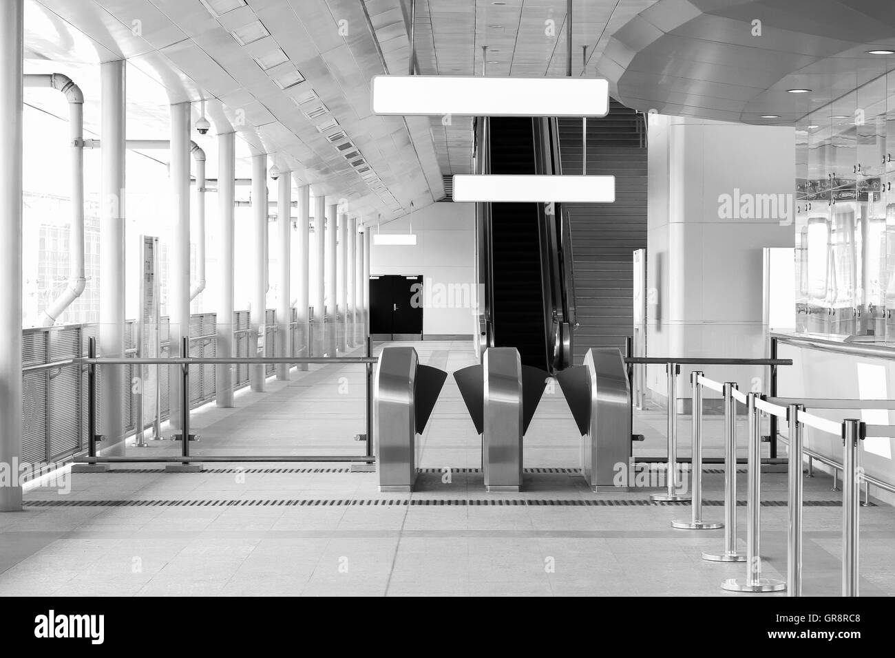 the entrance to the Metro station with sign board. Stock Photo