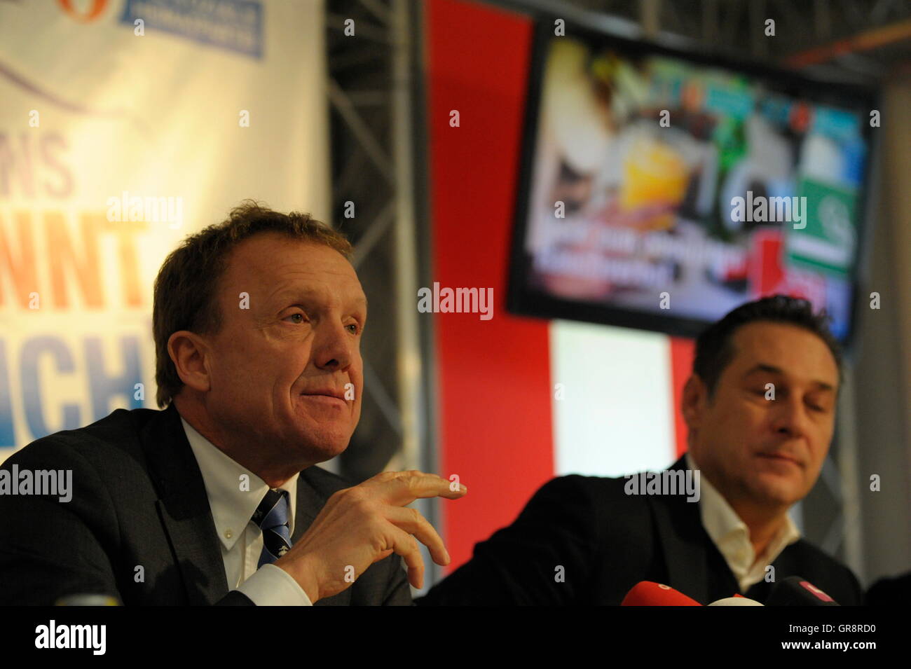 Press Conference Of The Fpö With Pro-Sme-President Br Master Reinhard Pisec And H.C. Strache Stock Photo
