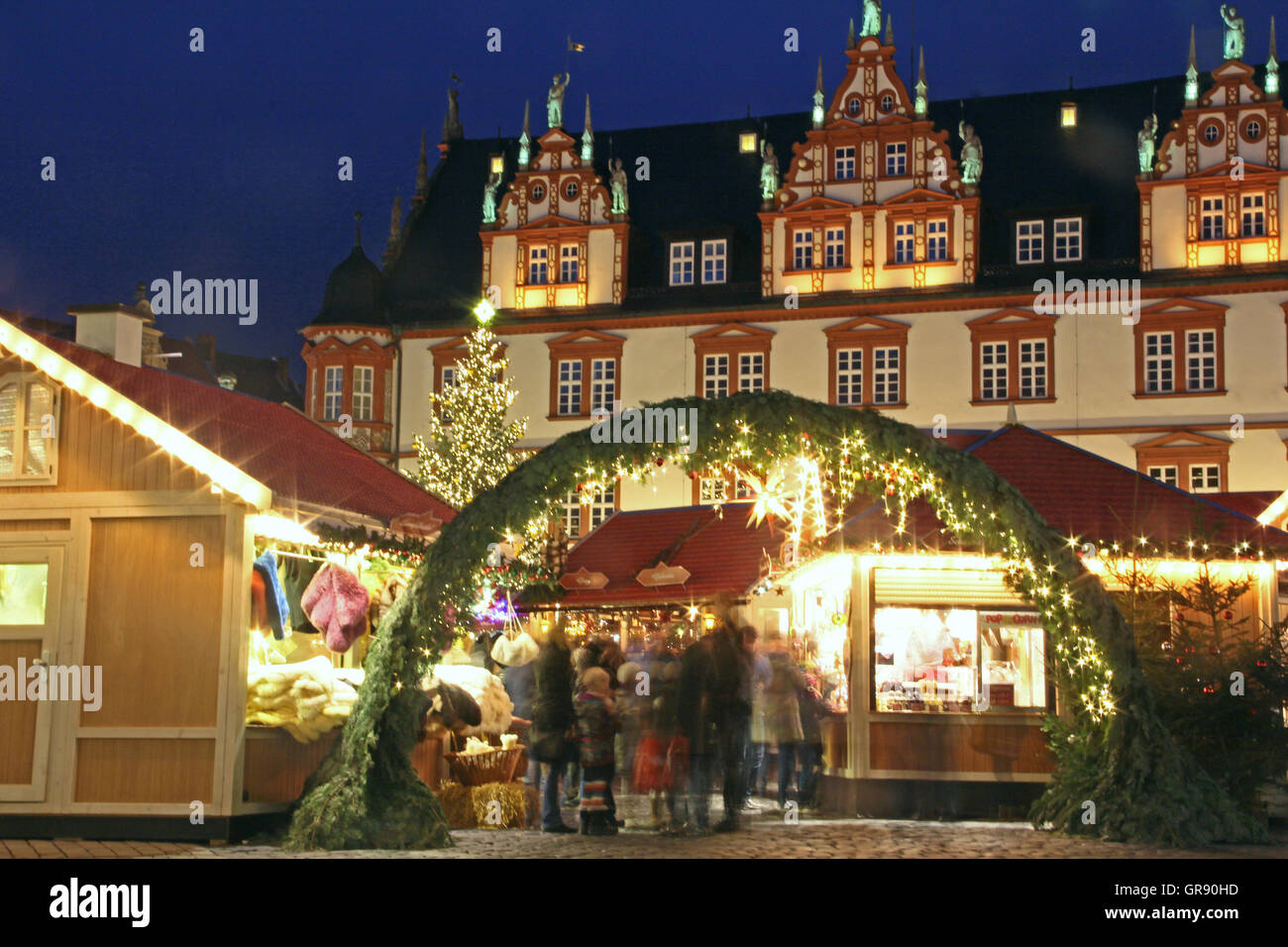Christmas Market Coburg In Bavaria In The Evening Stock Photo - Alamy