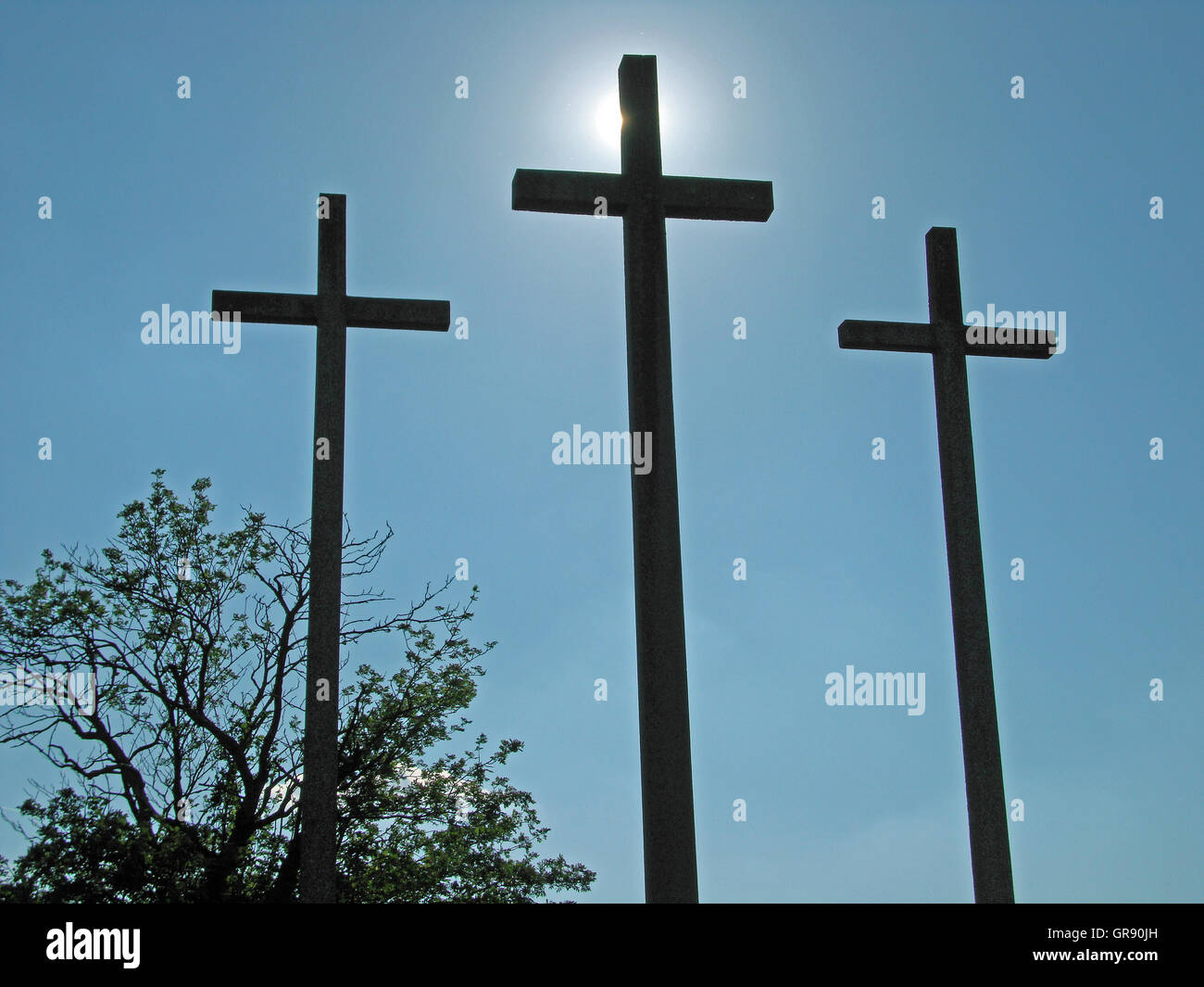 Crosses On The Kreuzberg In The Rhön Stock Photo