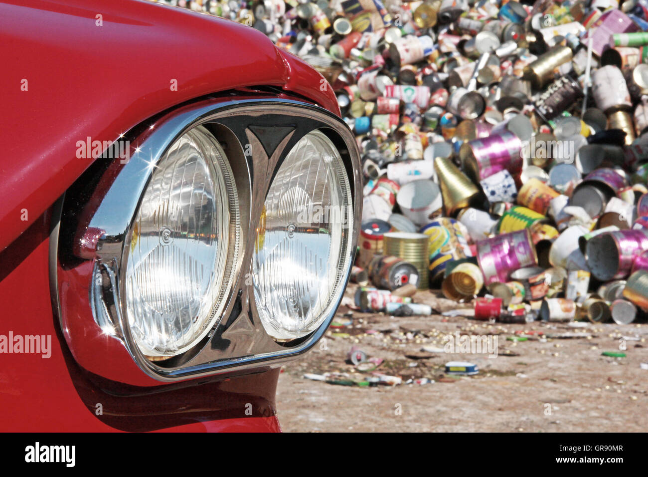 Headlight Of A Citroen Ami 6 Break Club Built In 1968 At A Junkyard