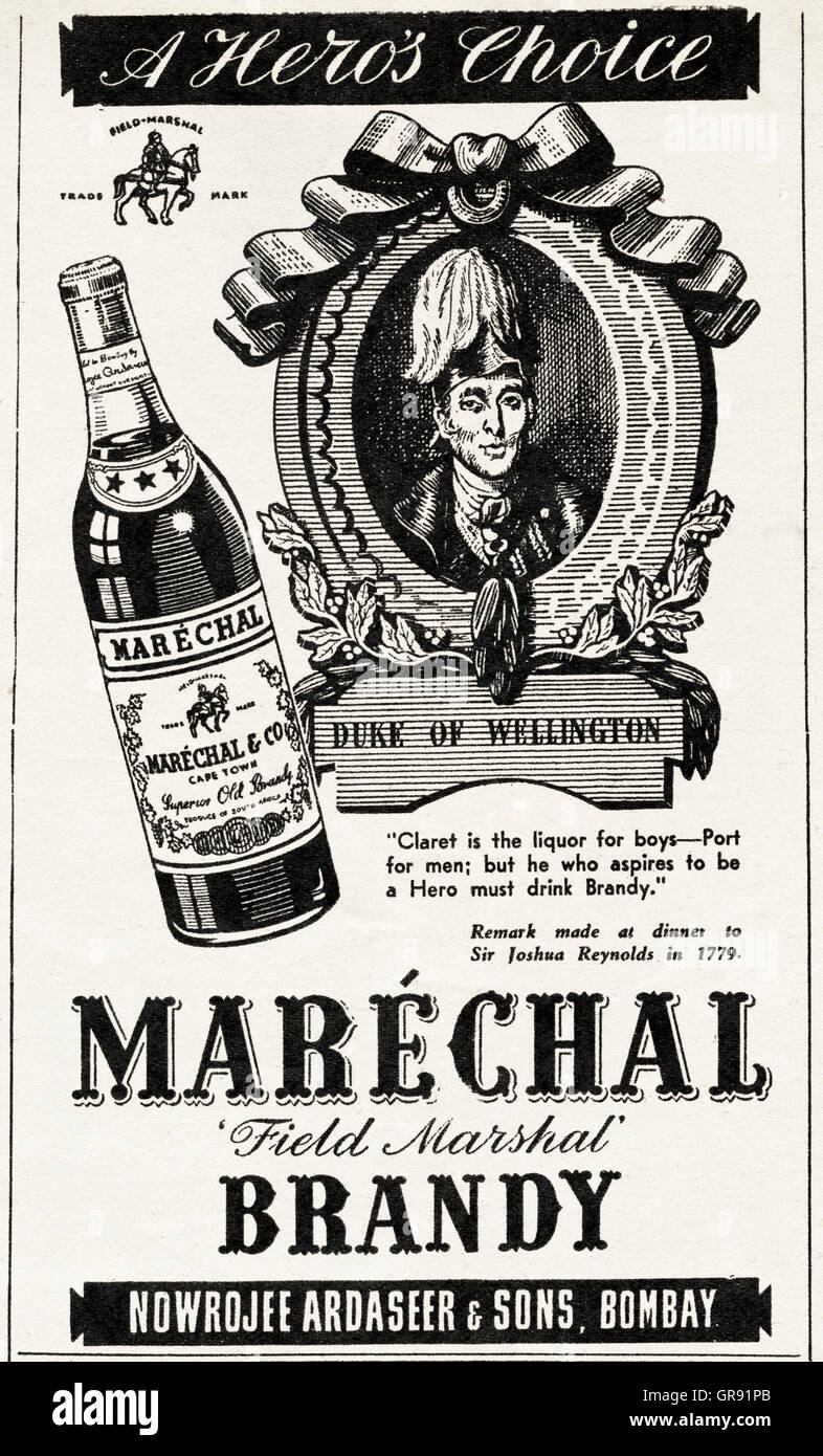 Advertisement advertising Marechal Brandy featuring the Duke of