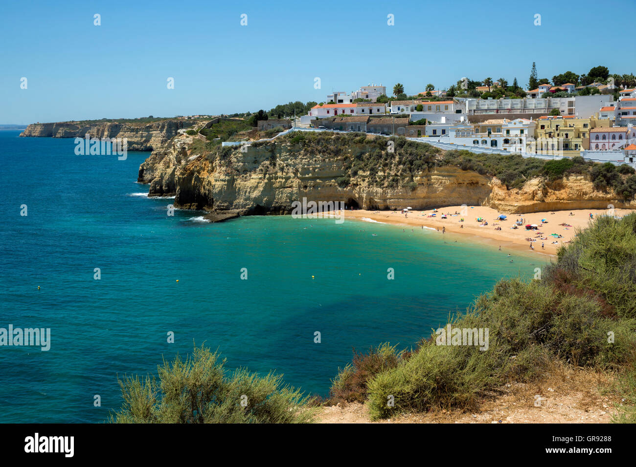 Bay Of Carvoeiro, Praia De Carvoeiro, Algarve, Portugal, Europe Stock ...