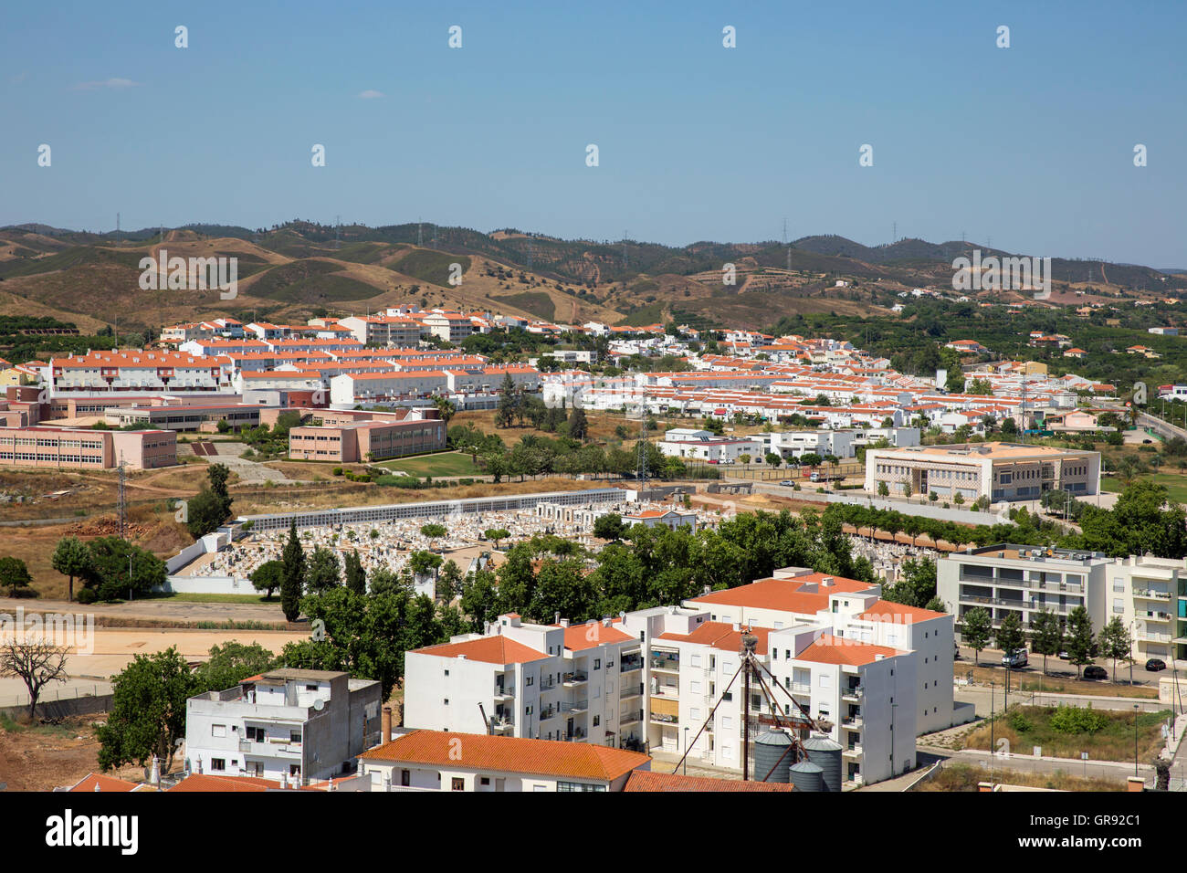 Partial View Of Silves, Cemetery, Algarve, Portugal, Europe Stock Photo