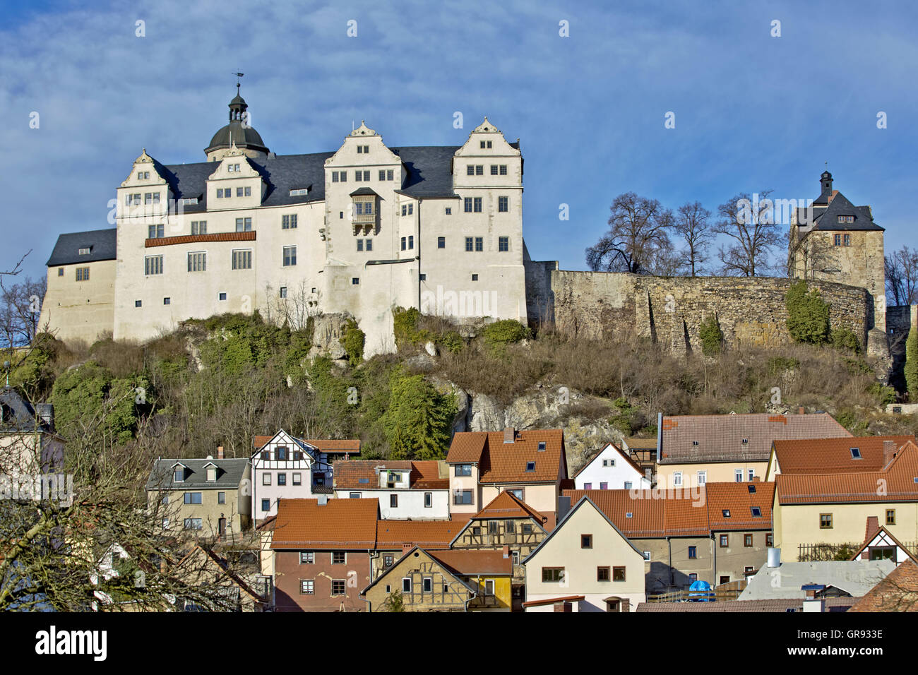 Looking For Ranis And Parts Of The Old Town Houses In Sunshine And Clouds, Thuringia, Germany, Europe Stock Photo