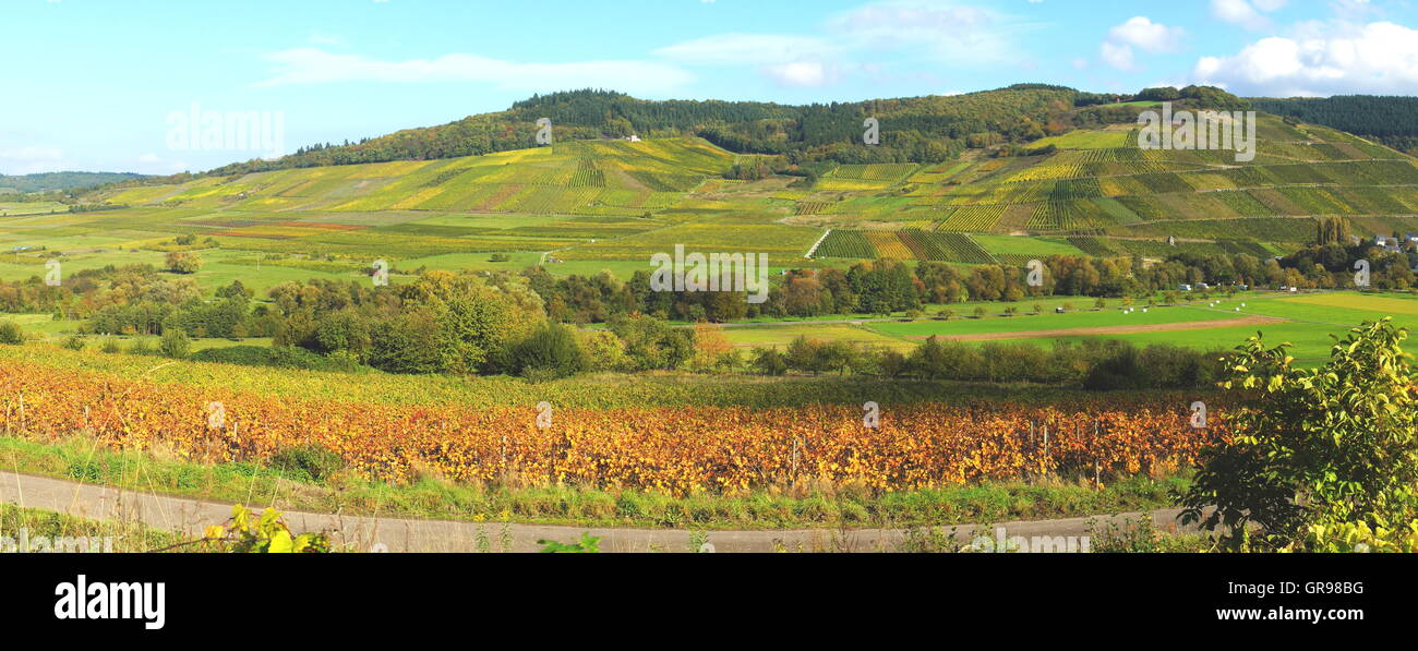 Valley Of Veldenz Panorama In Autumn Stock Photo