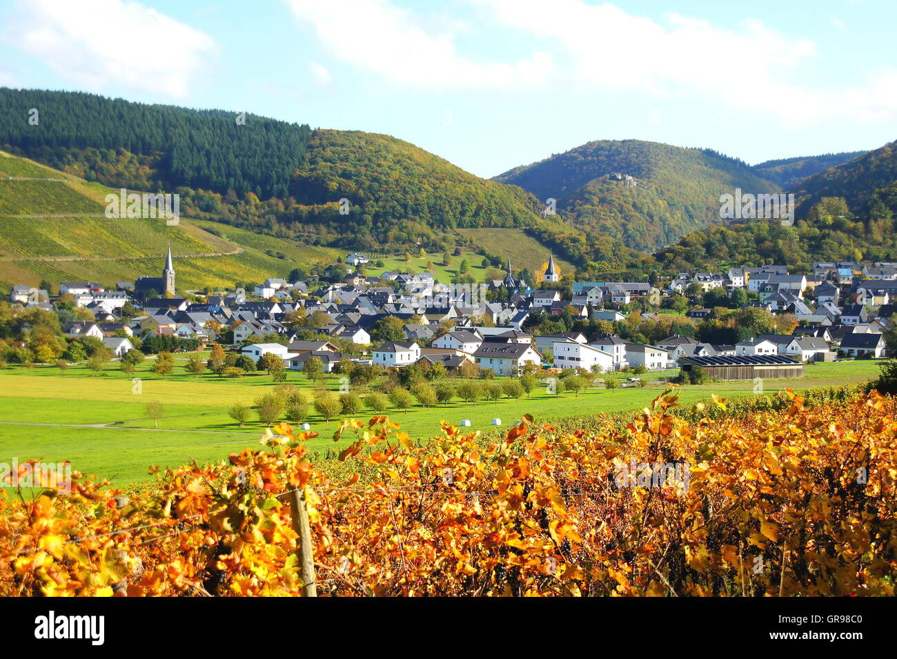 Wine Village Veldenz In A Tributary Of The Moselle Stock Photo
