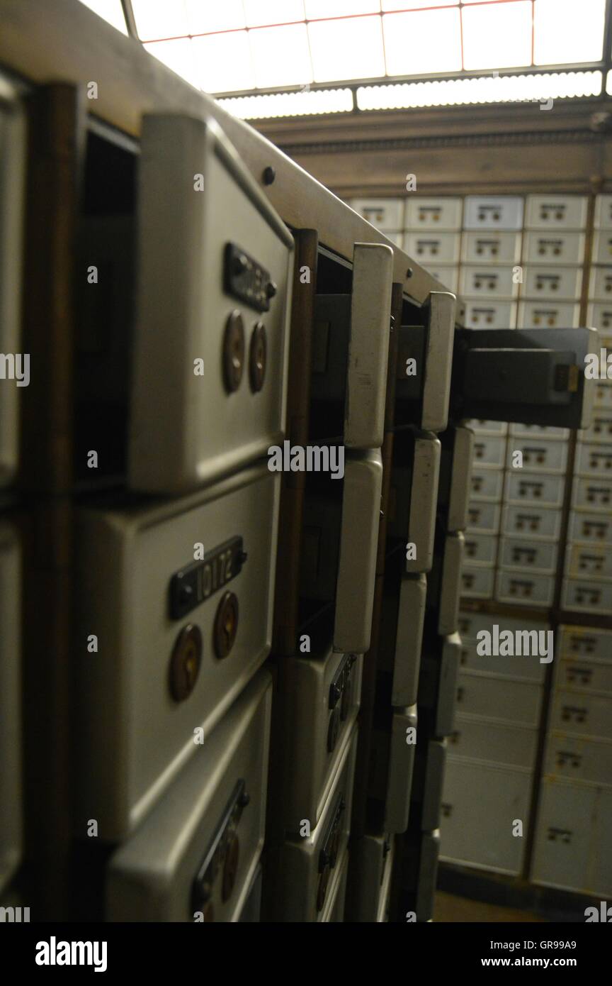 Safety Deposit Boxes In Bank Stock Photo Alamy
