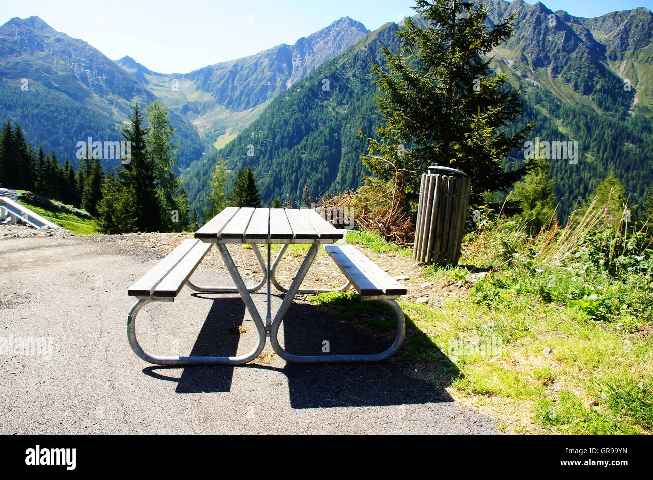 Resting Place High Up On The Passo Giovo In The Alps Stock Photo