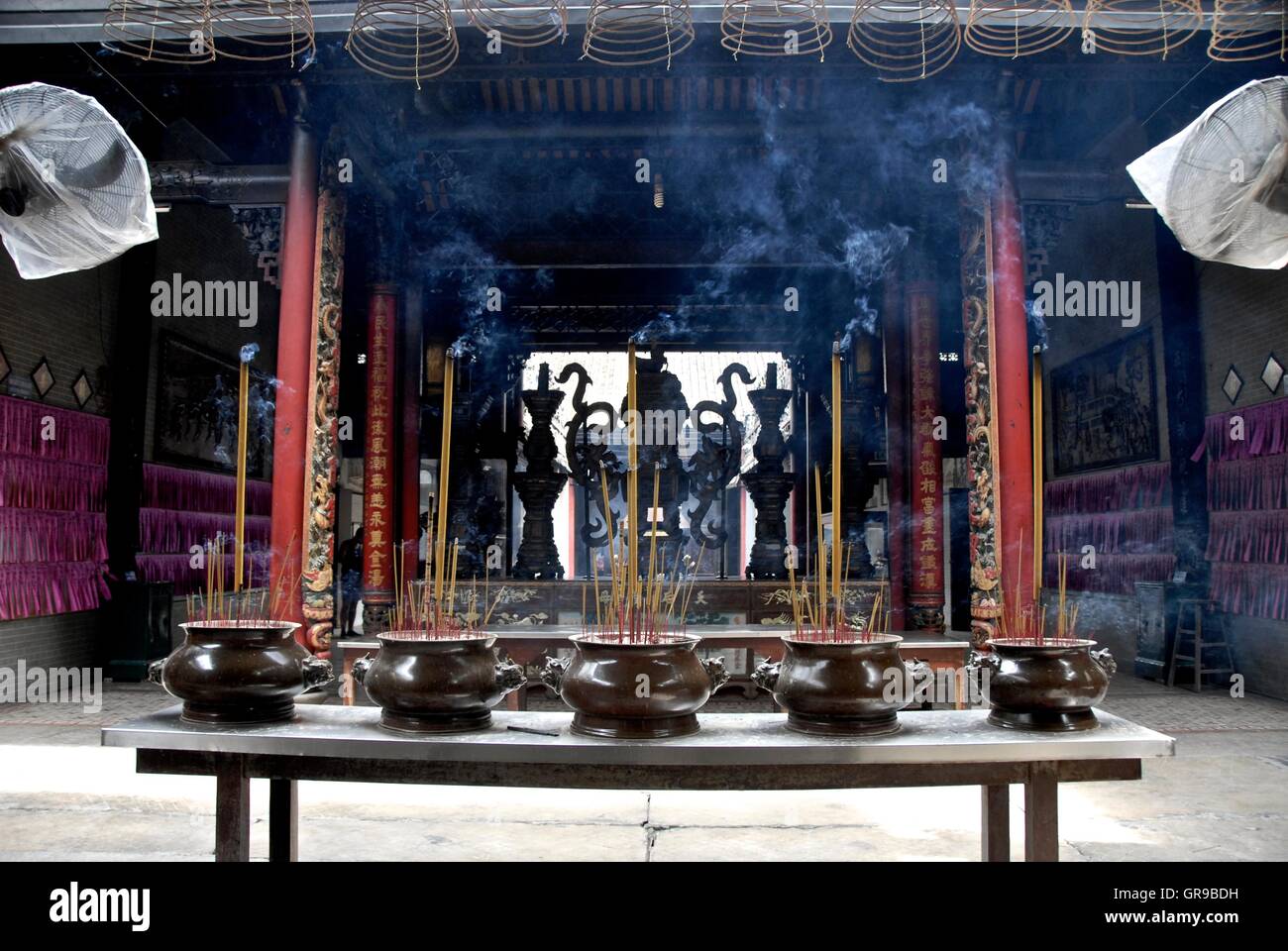 Burning Incense On Altar Stock Photo Alamy