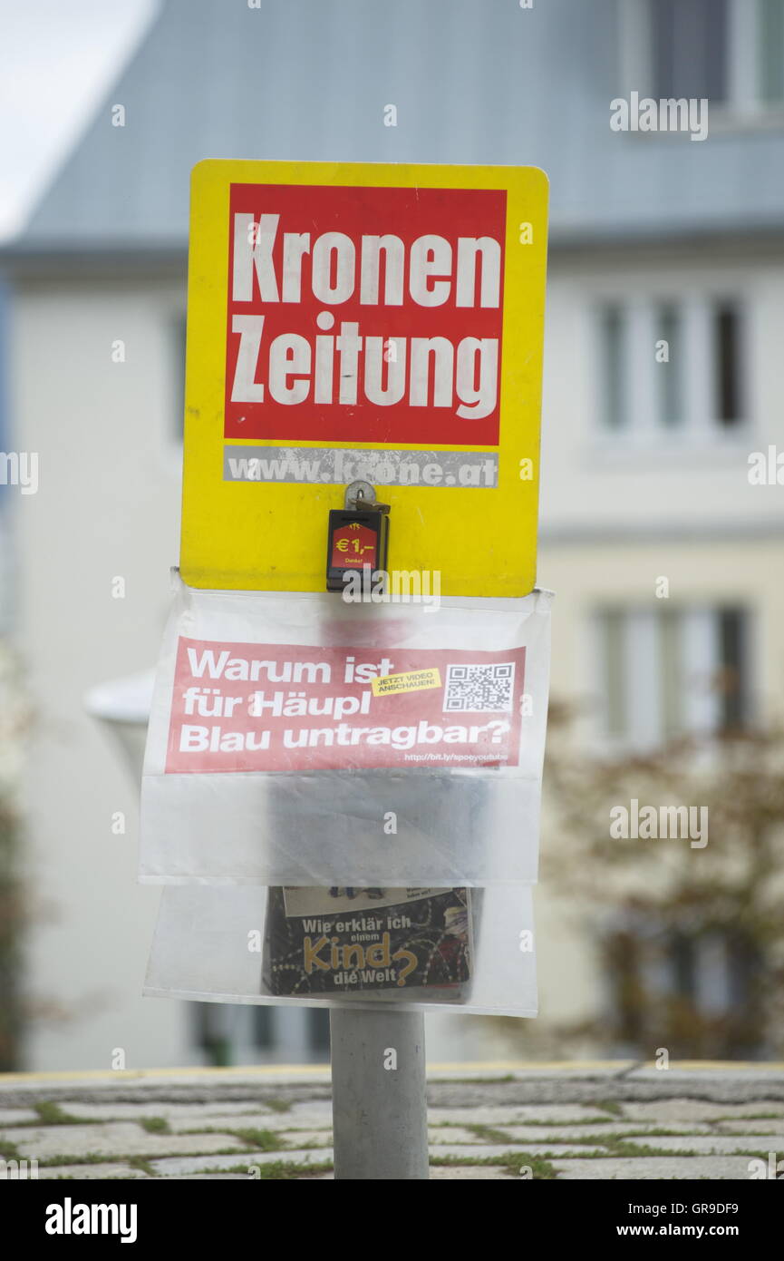 Newspaper Rack Of Kronen Zeitung, Vienna Stock Photo