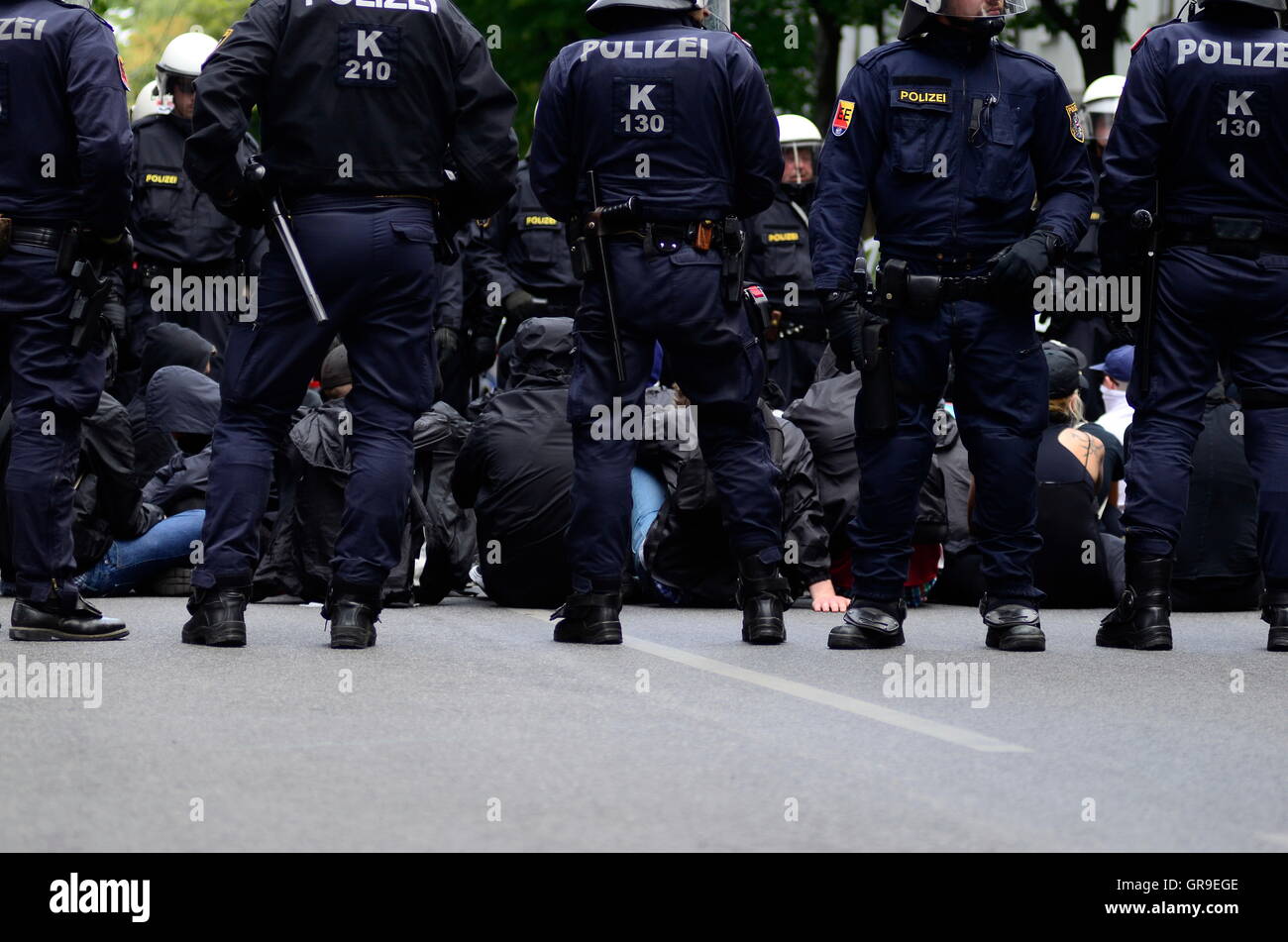 Police Presence At Demonstrations, Police Boilers Stock Photo