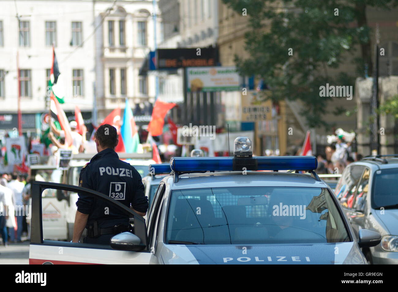 Police Presence At Demonstrations Stock Photo