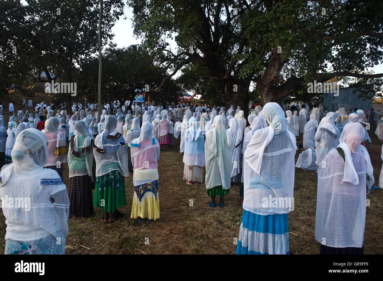 Orthodox christian people attending a mass on a sunday morning ...