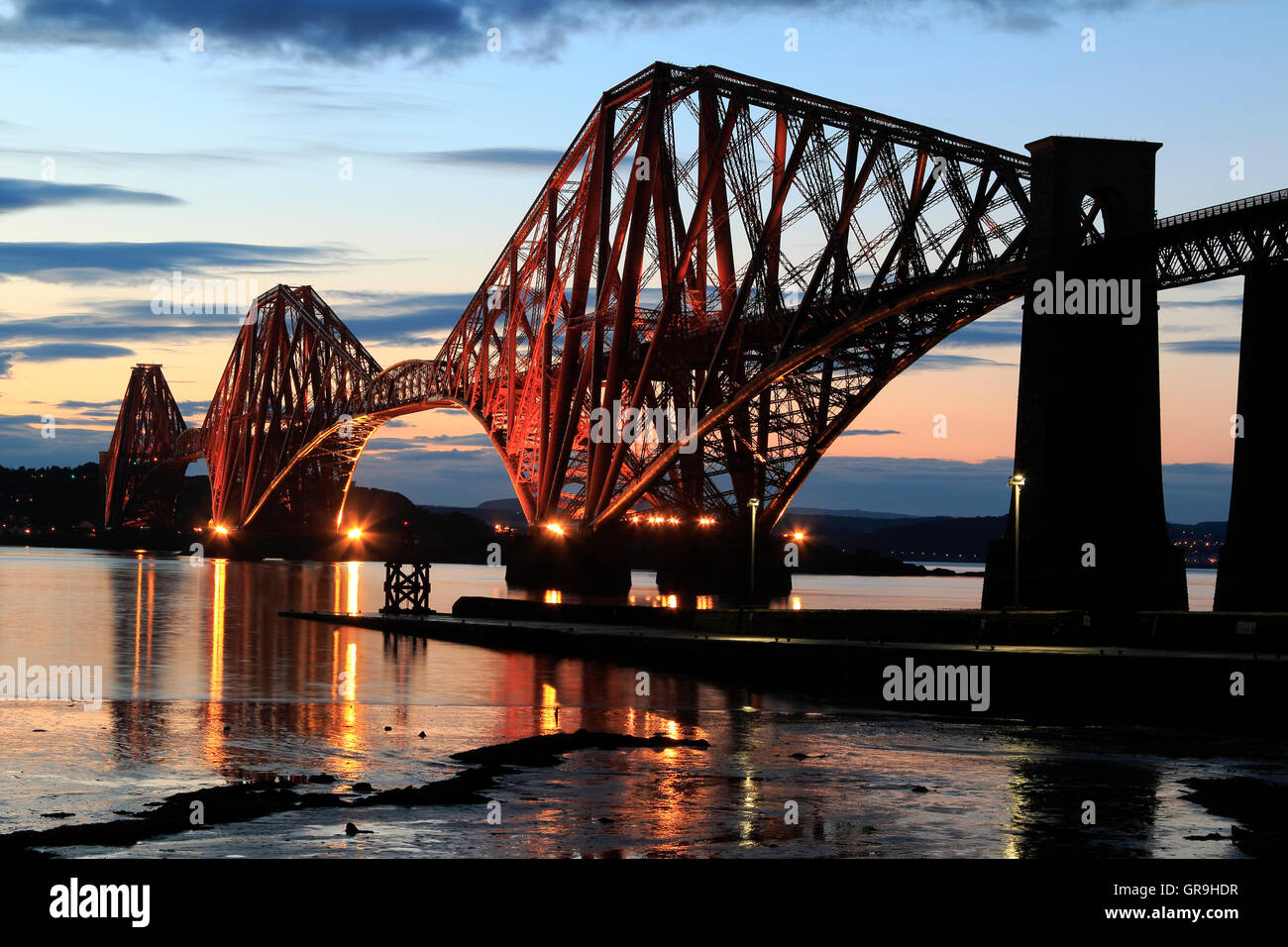 The Forth Bridge Illuminated At Night South Queensferry Lothian The Forth Bridge Illuminated At Night South Queensferry Lothian