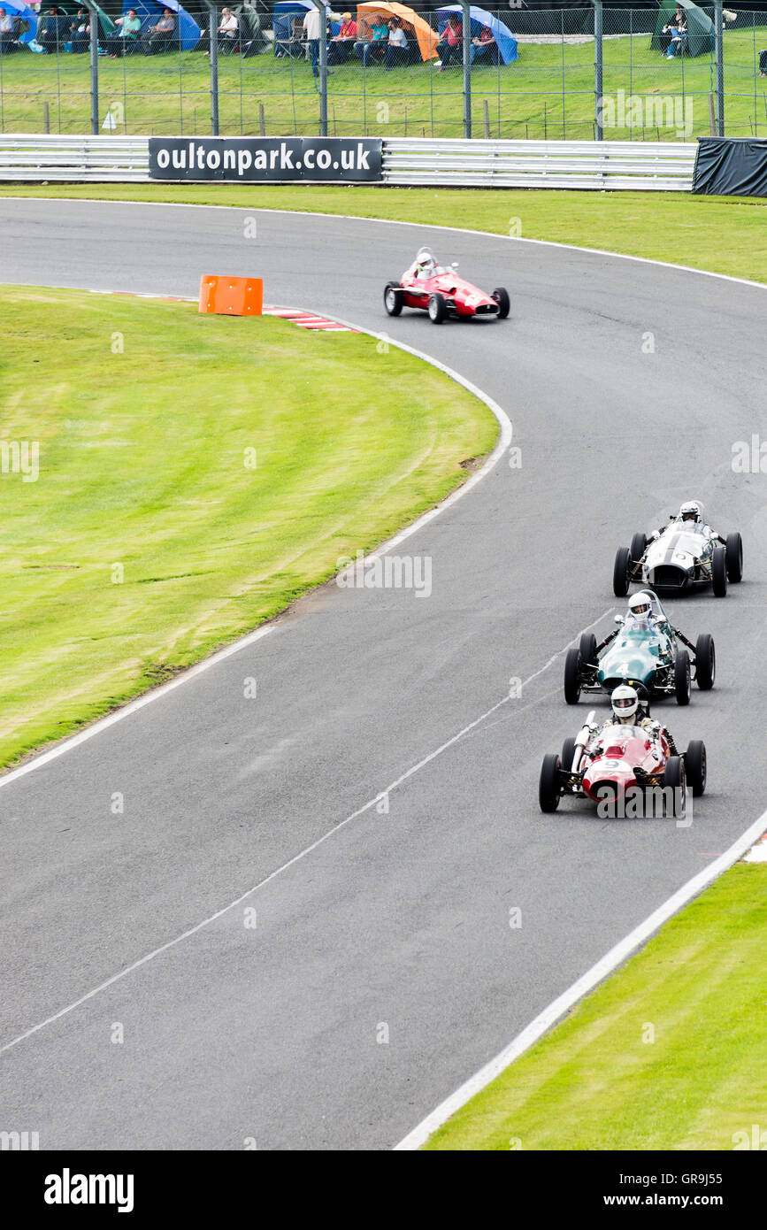Historic Formula Junior Racing Cars in a Race at the Oulton Park Gold ...
