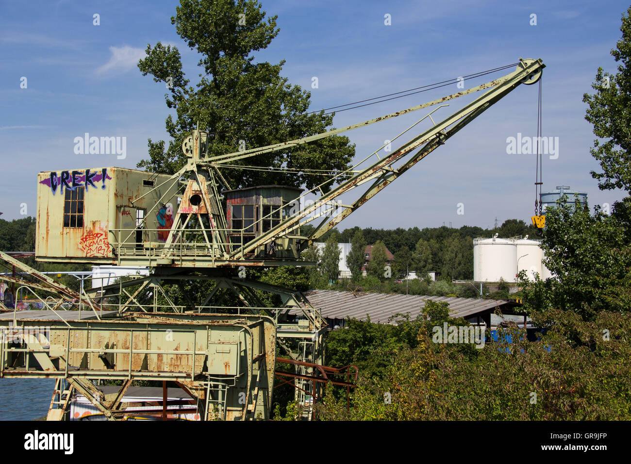 Old Harbor Crane Stock Photo - Alamy