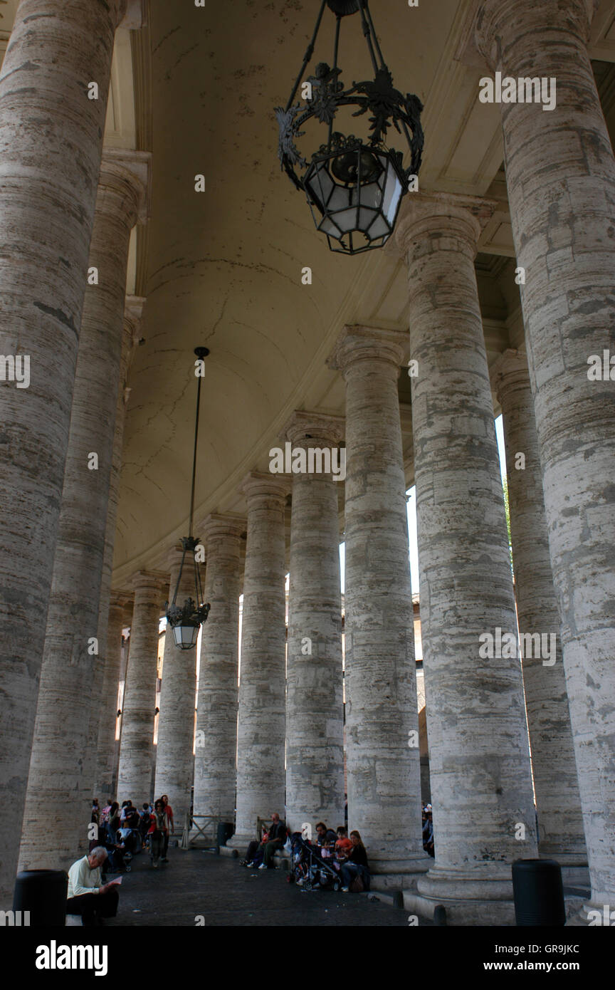 Bernini's colonnade in Piazza San Pietro Rome Stock Photo