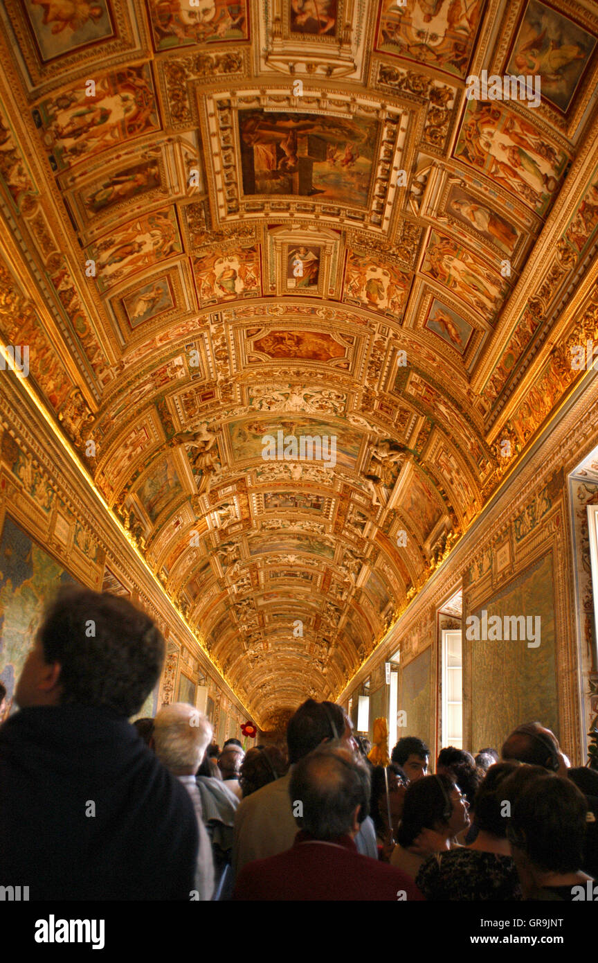Gallery in the Vatican Museum in Vatican City a city-state that is surrounded by Rome Italy Stock Photo
