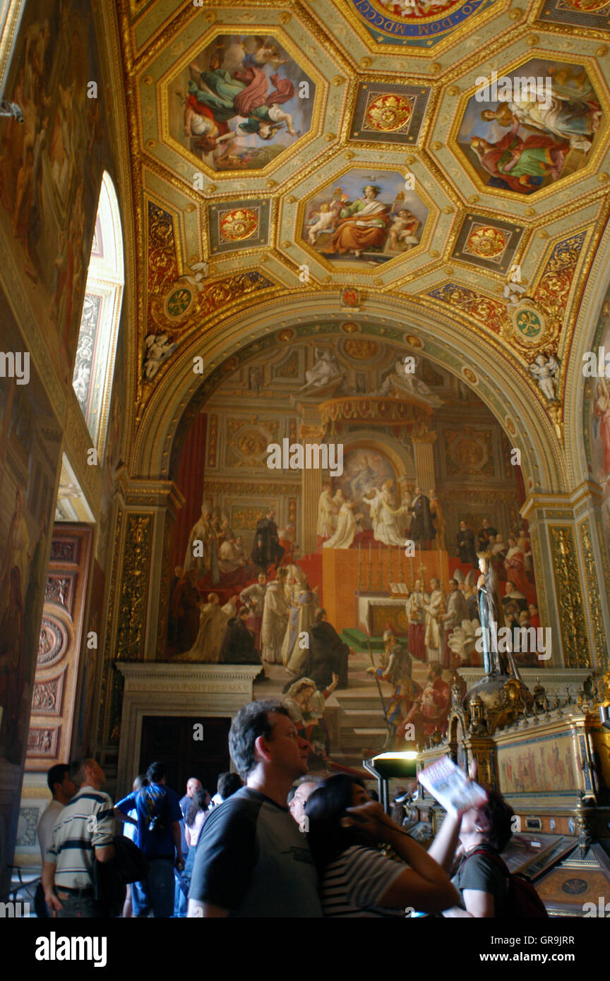 Gallery in the Vatican Museum in Vatican City a city-state that is surrounded by Rome Italy Stock Photo