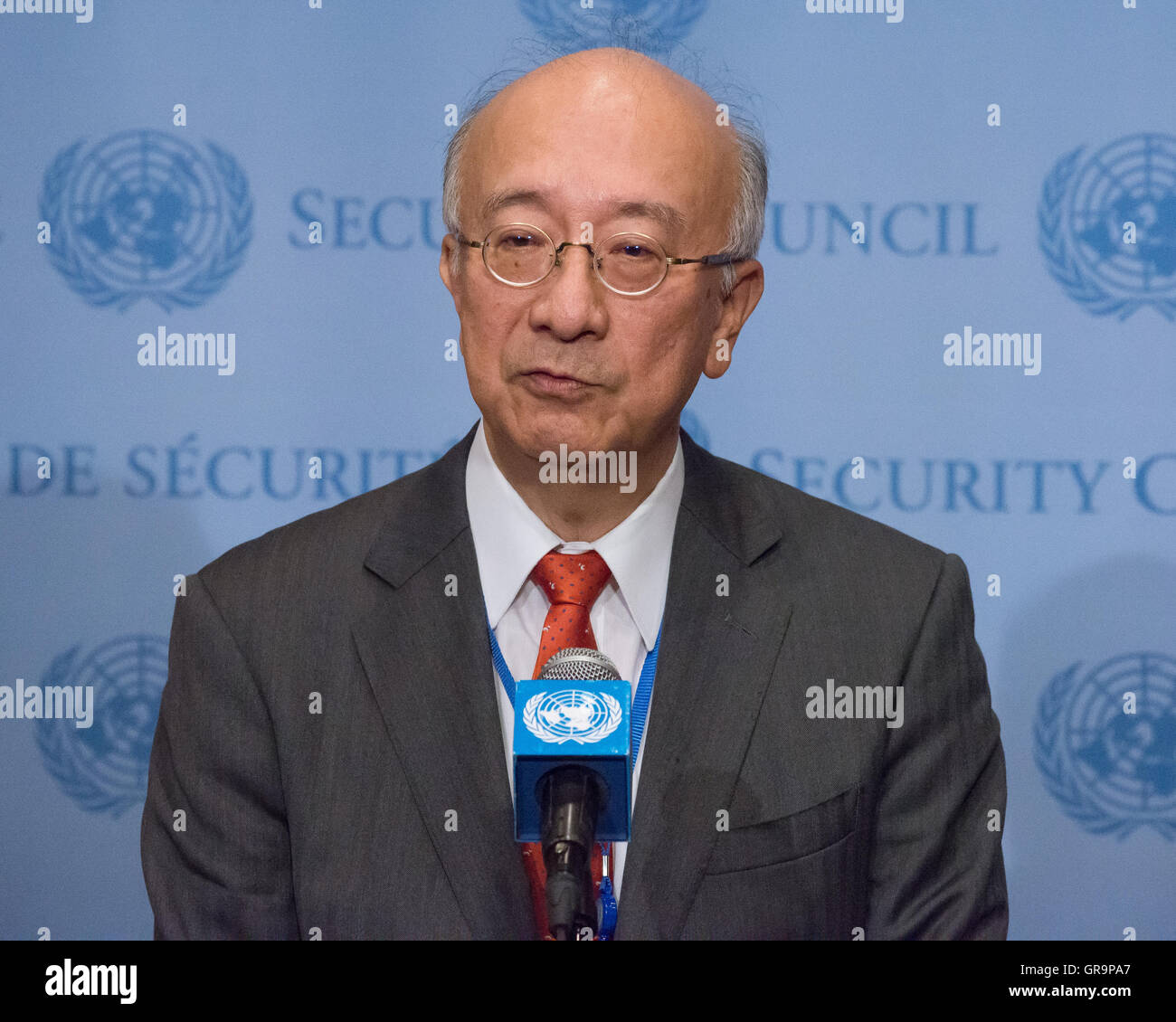Japanese Ambassador to the United Nations Koro Bessho speaks with the