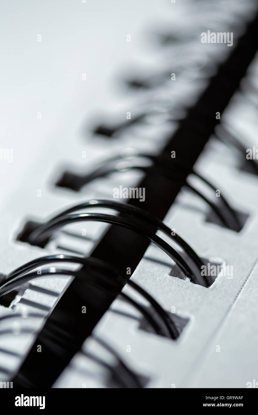 Wire spiral bound book spine. Stock Photo