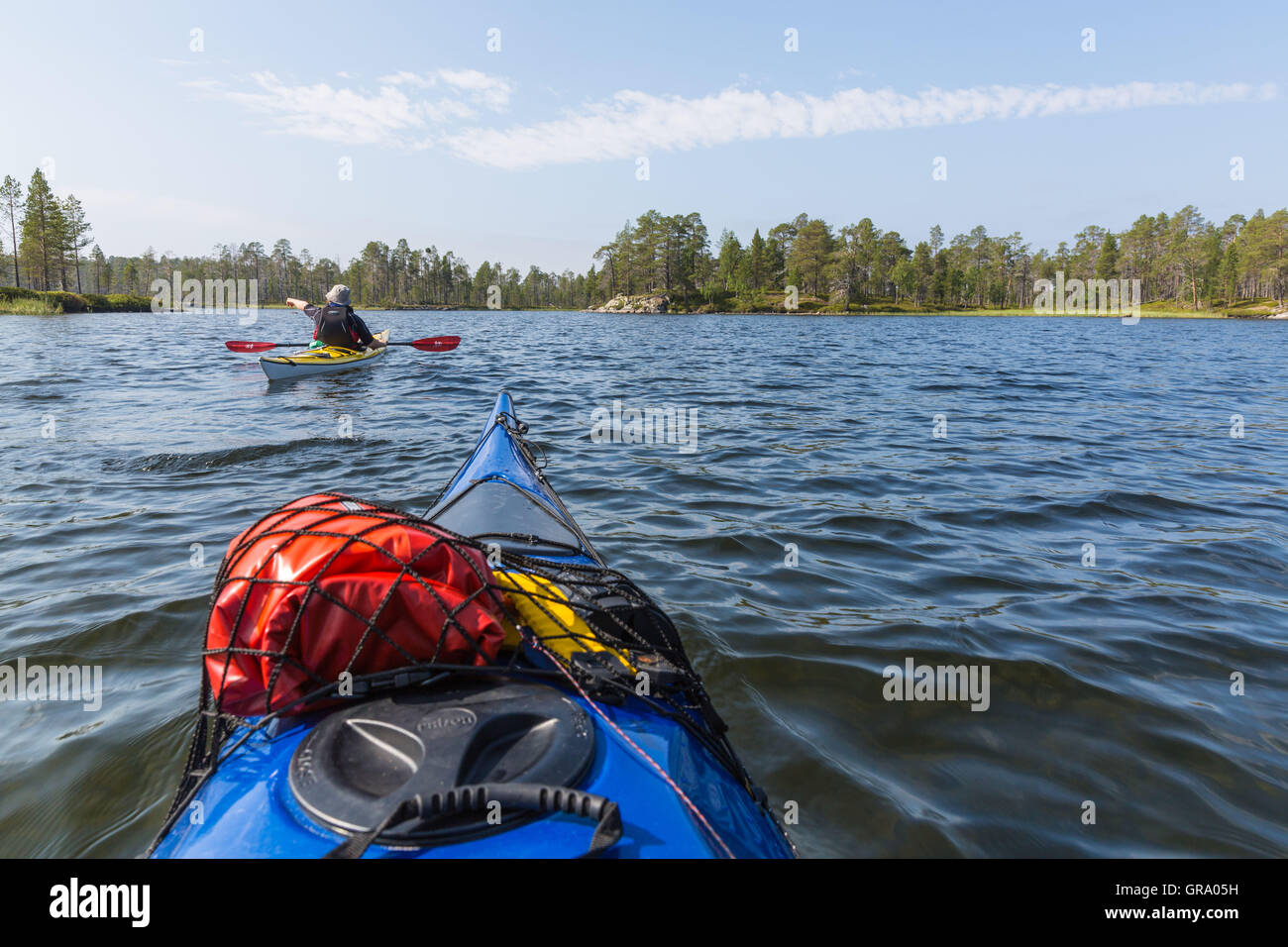 Sea Kayak On A Lake In Finland In Scandinavia Stock Photo