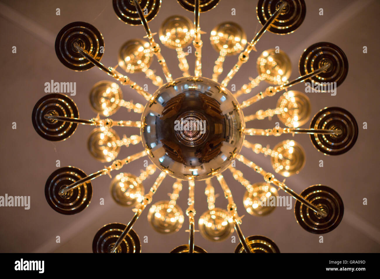 Golden Lamp Stand In A Church Stock Photo Alamy