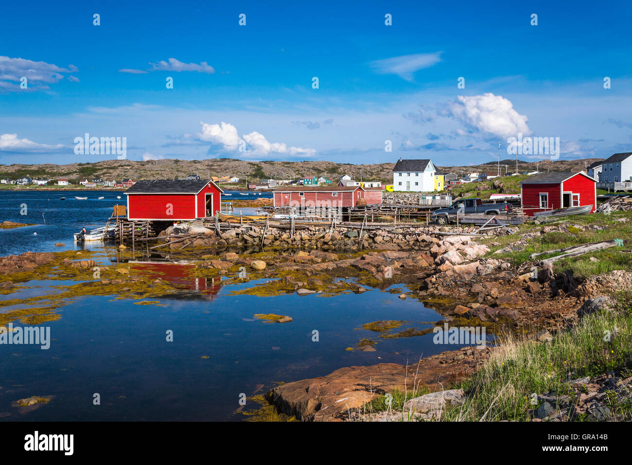 Fishing stages and boats in the harbor at Joe Batt's ArmBarr'd Islands