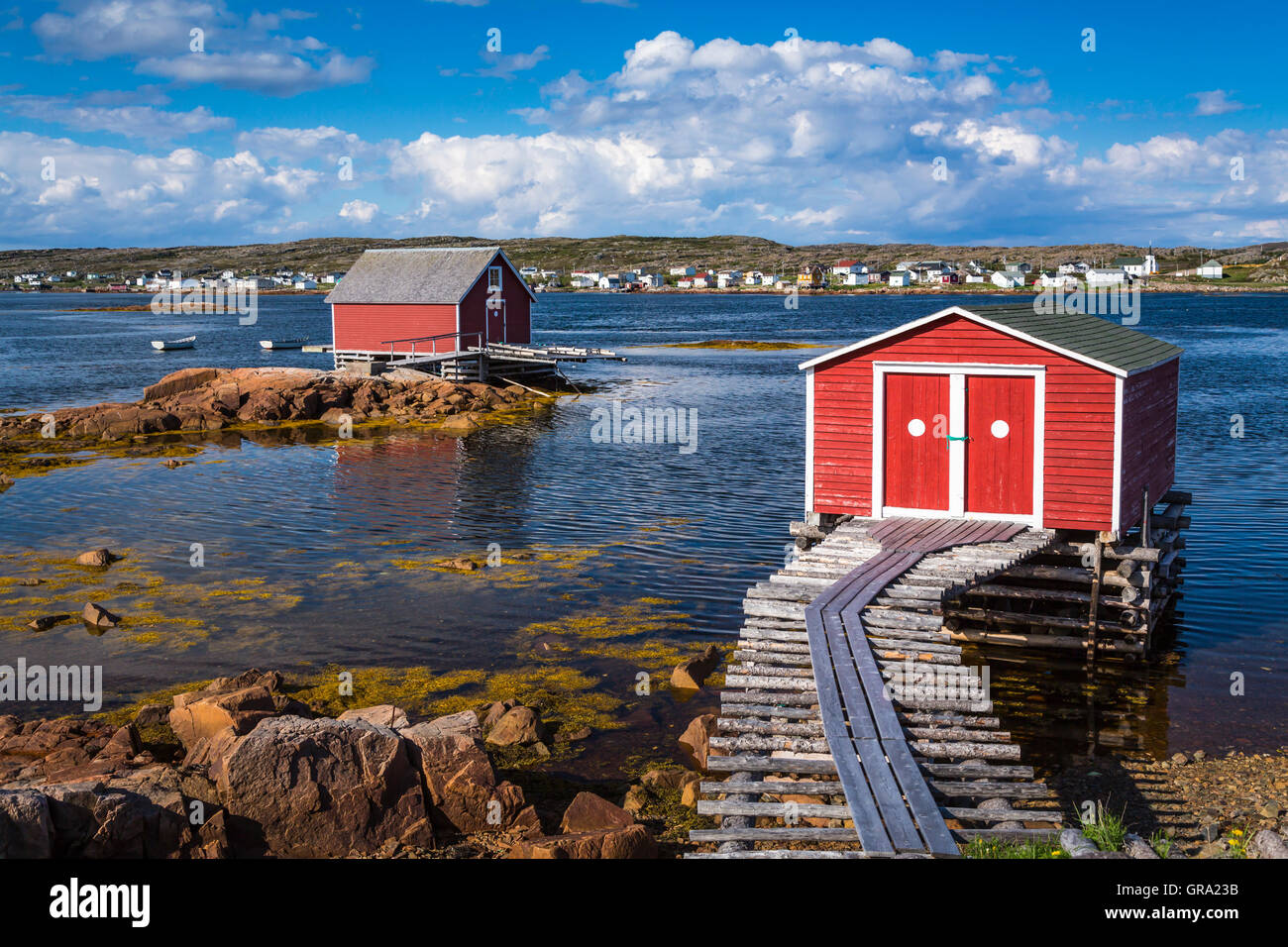 Fishing stages and boats in the harbor at Joe Batt's ArmBarr'd Islands