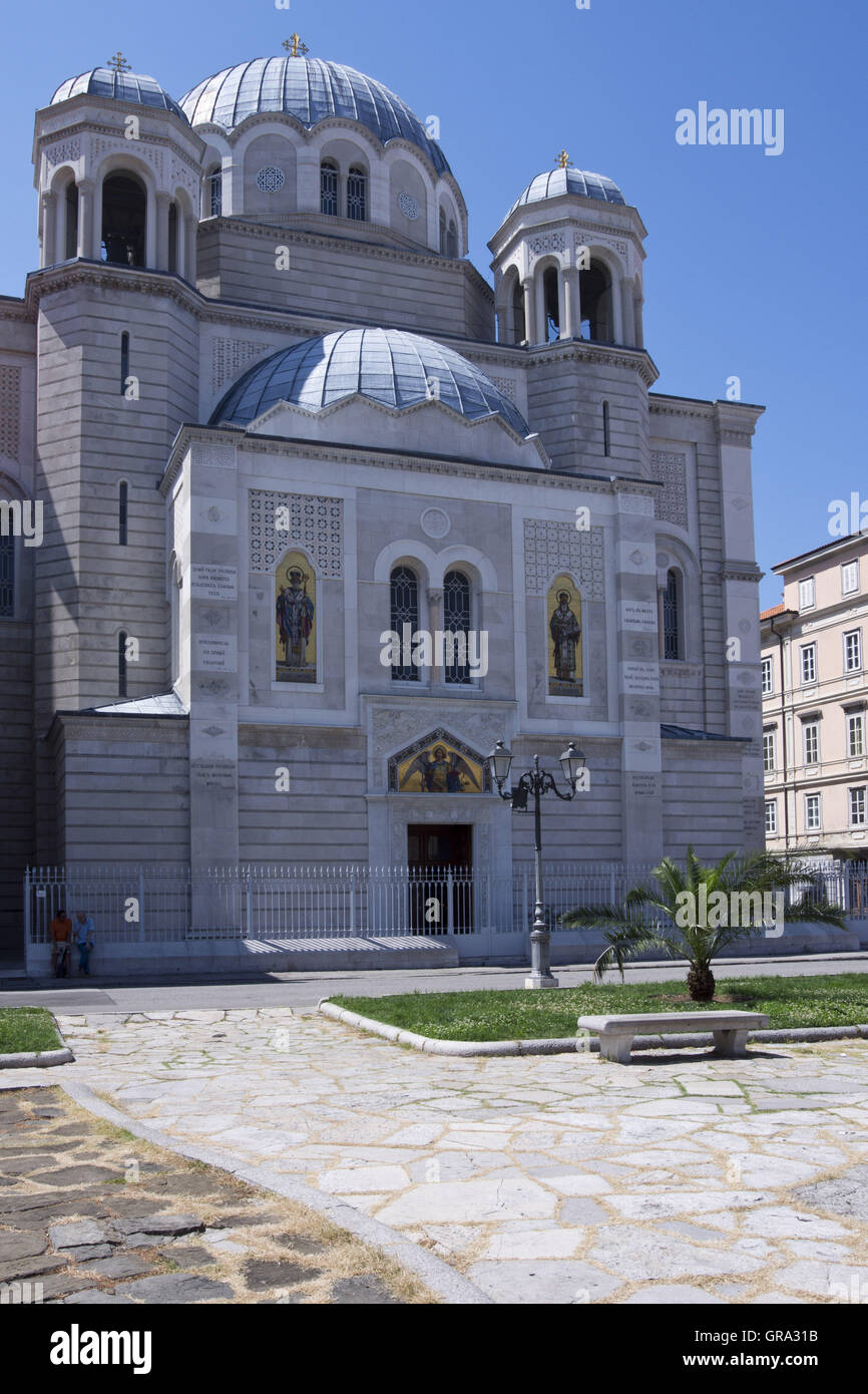 Serbian Orthodox Church Saint Spyridon Church, Piazza Sant Antonio, Trieste, Friuli-Venezia Giulia, Italy, Europe Stock Photo