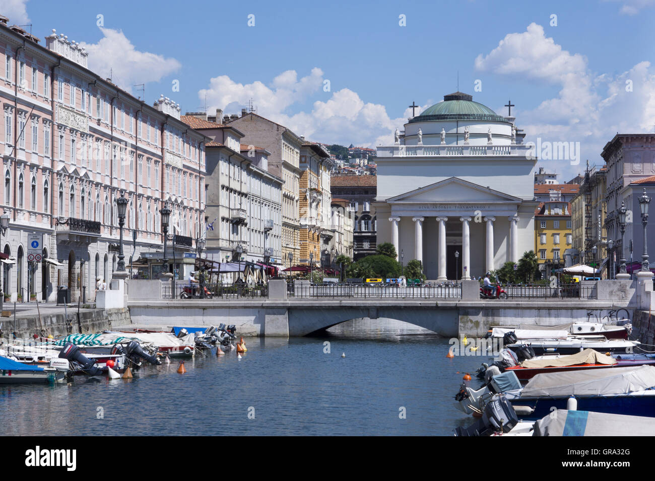 Canal Grande With Church Sant Antonio Taumaturgo, Trieste, Friuli-Venezia Giulia, Italy, Europe Stock Photo