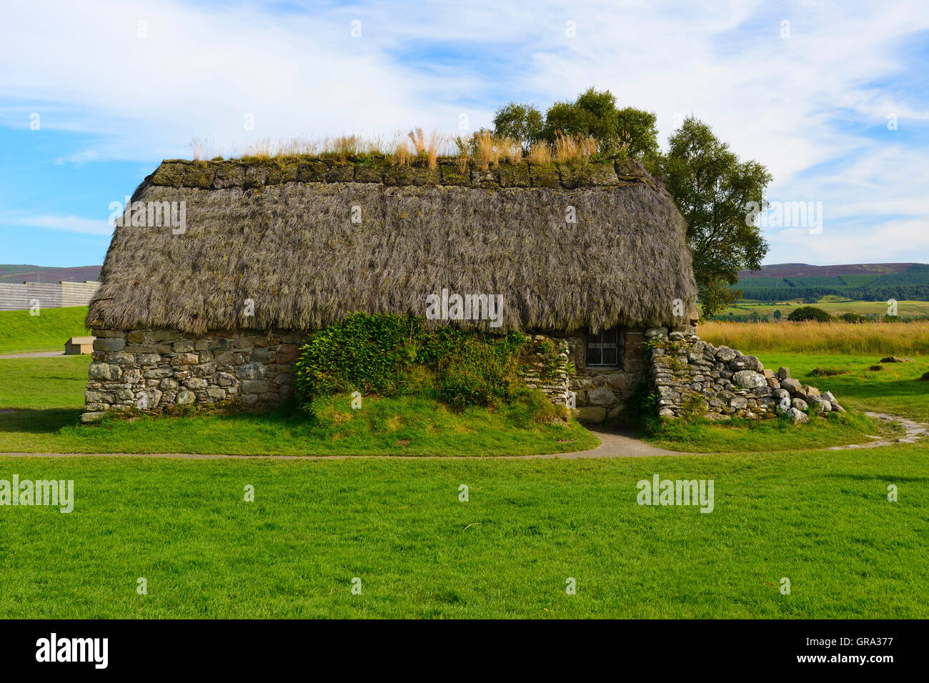 Old Leanach Cottage at Culloden battlefield site on Culloden Moor, near Inverness, Highland, Scotland Stock Photo