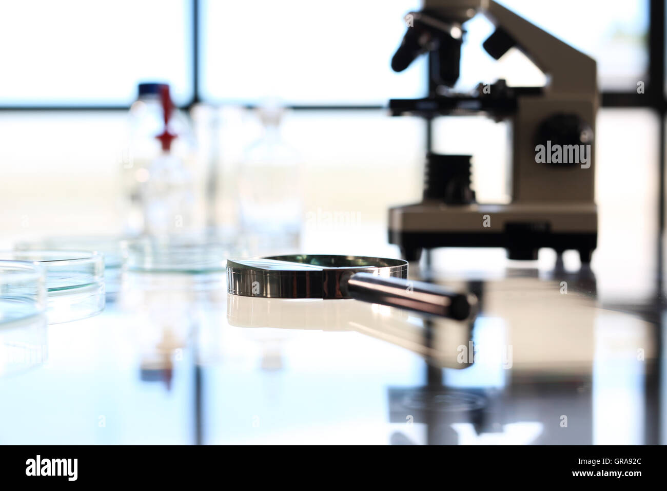 Laboratory. Reagents and glassware for chemical testing Stock Photo Alamy
