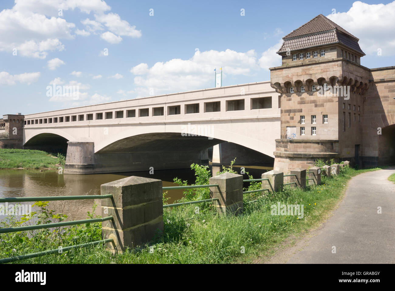 Minden Aqueduct, Wasserstraßenkreuz Minden, Minden, North Rhine-Westphalia, Germany, Euope Stock Photo