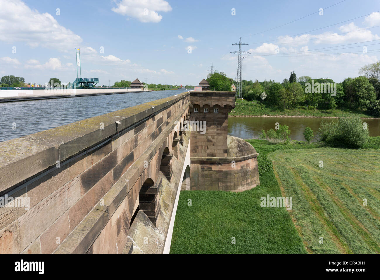 Minden Aqueduct, Wasserstraßenkreuz Minden, Minden, North Rhine-Westphalia, Germany, Euope Stock Photo