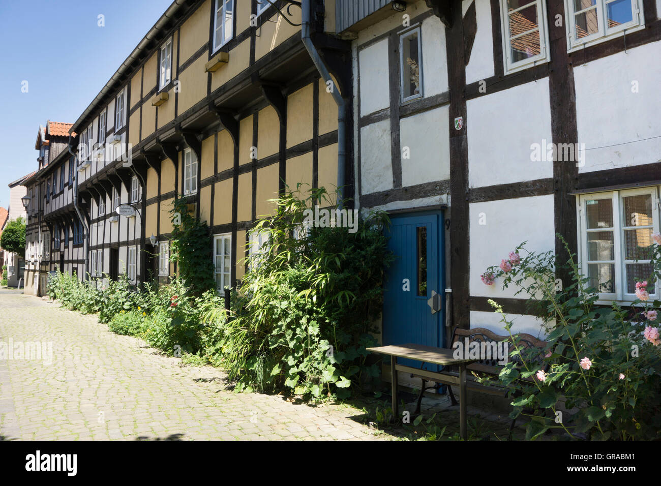 Half-Timbered Houses, Adolfstreet, Detmold, Ostwestfalen-Lippe, North Rhine-Westphalia, Germany, Europe Stock Photo