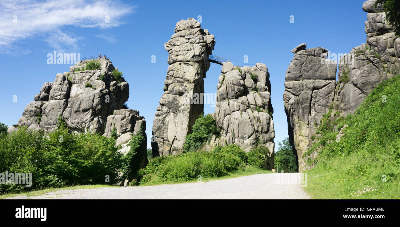 Externsteine, Sandstone Rock Formations, Horn-Bad Meinberg, Teutoburg Forest, North Rhine-Westphalia, Germany, Europe Stock Photo