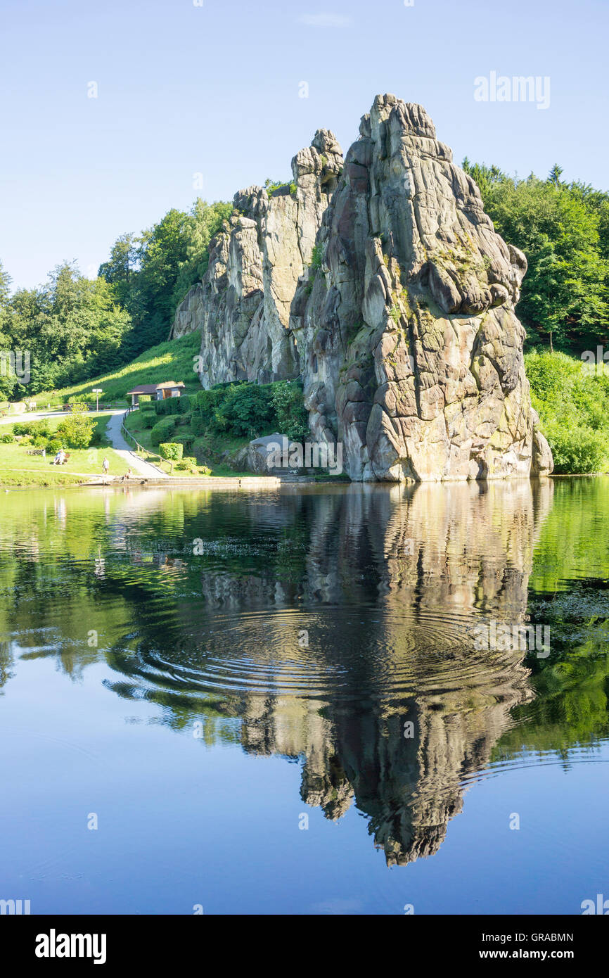 Externsteine, Sandstone Rock Formations, Horn-Bad Meinberg, Teutoburg Forest, North Rhine-Westphalia, Germany, Europe Stock Photo