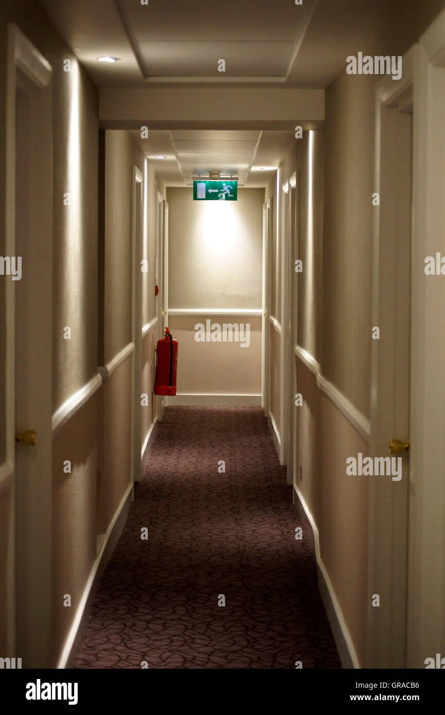 Escape Way Narrow Hallway With Escape Route Stock Photo - Alamy