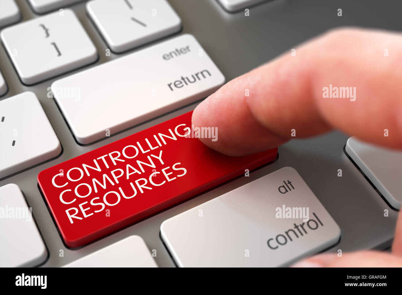 Controlling Company Resources Laptop Keyboard Concept 3d