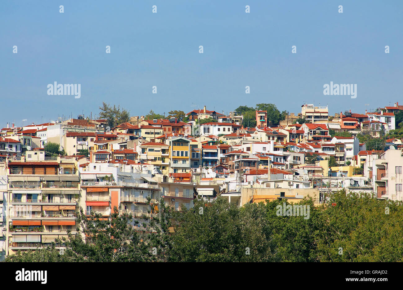 Houses in Thessaloniki city, Greece Stock Photo
