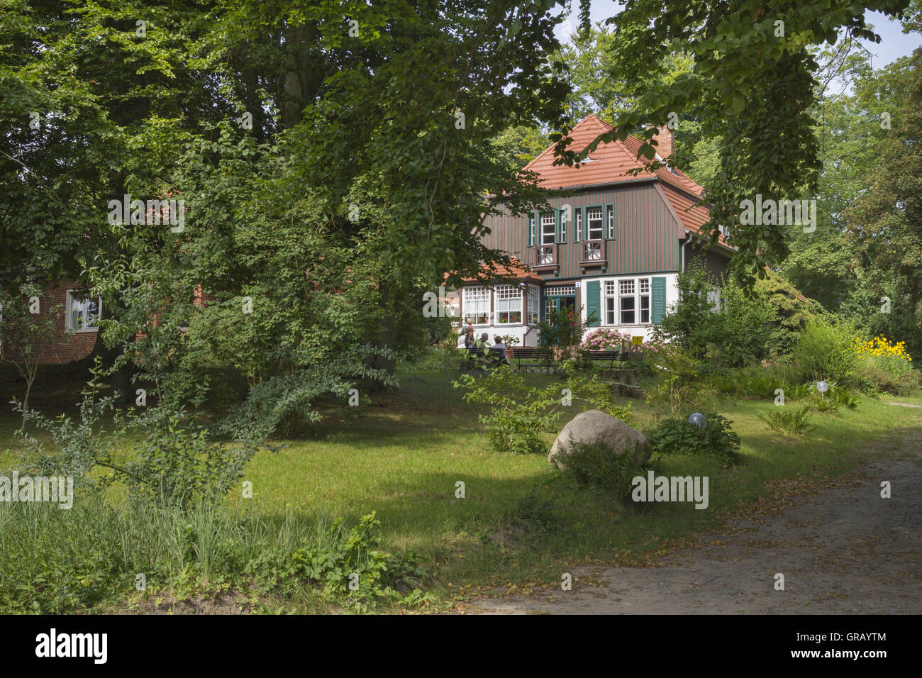 View From The Main Street In Kloster, Hiddensee, The Gerhart Hauptmann House Stock Photo